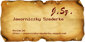 Javorniczky Szederke névjegykártya